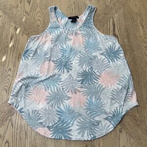 Tahari Womens Large Tropical Leaf Print Lightweight Scoop Neck Tank Top
